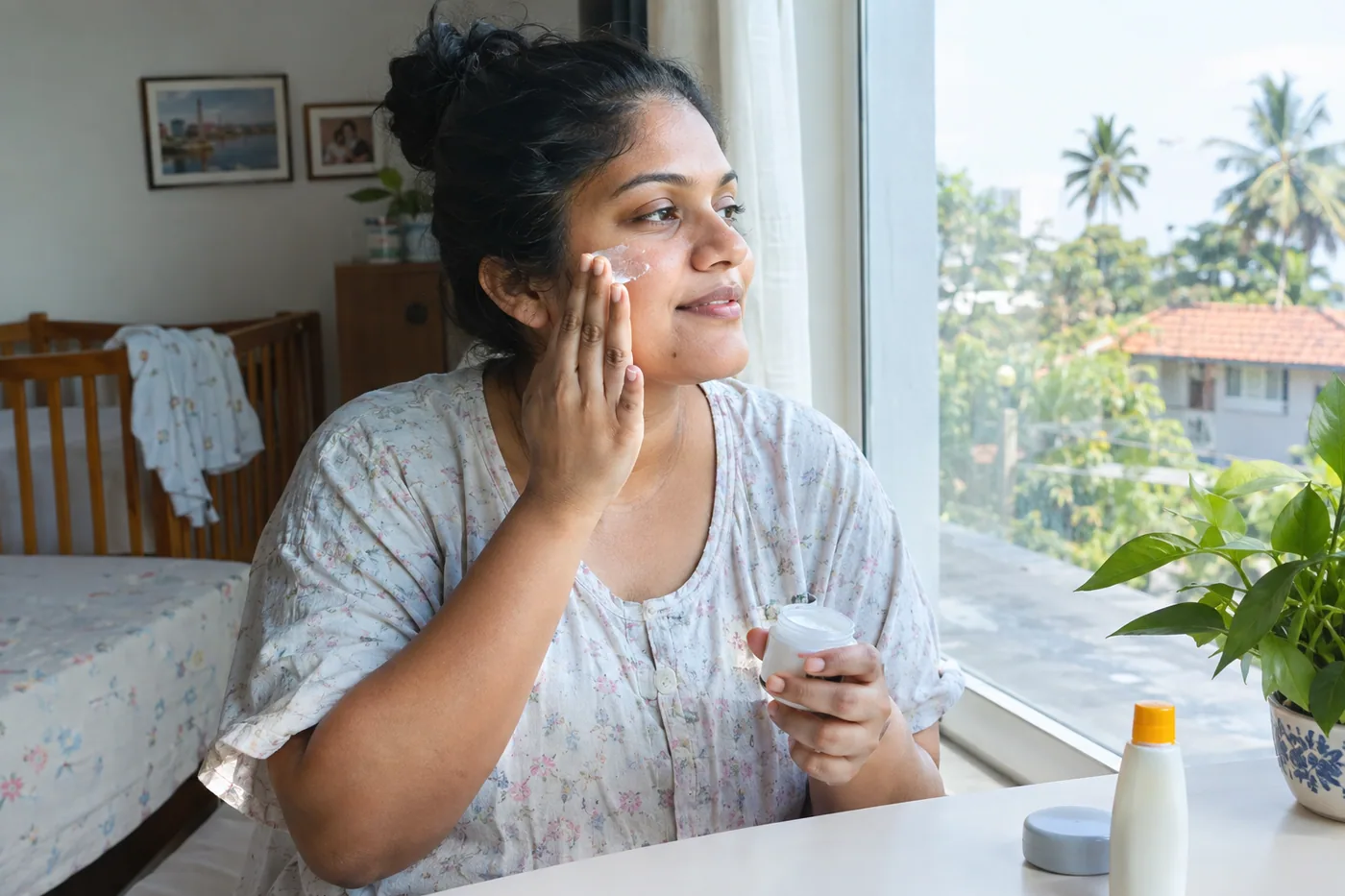 Postpartum skincare and sun protection at home in Colombo